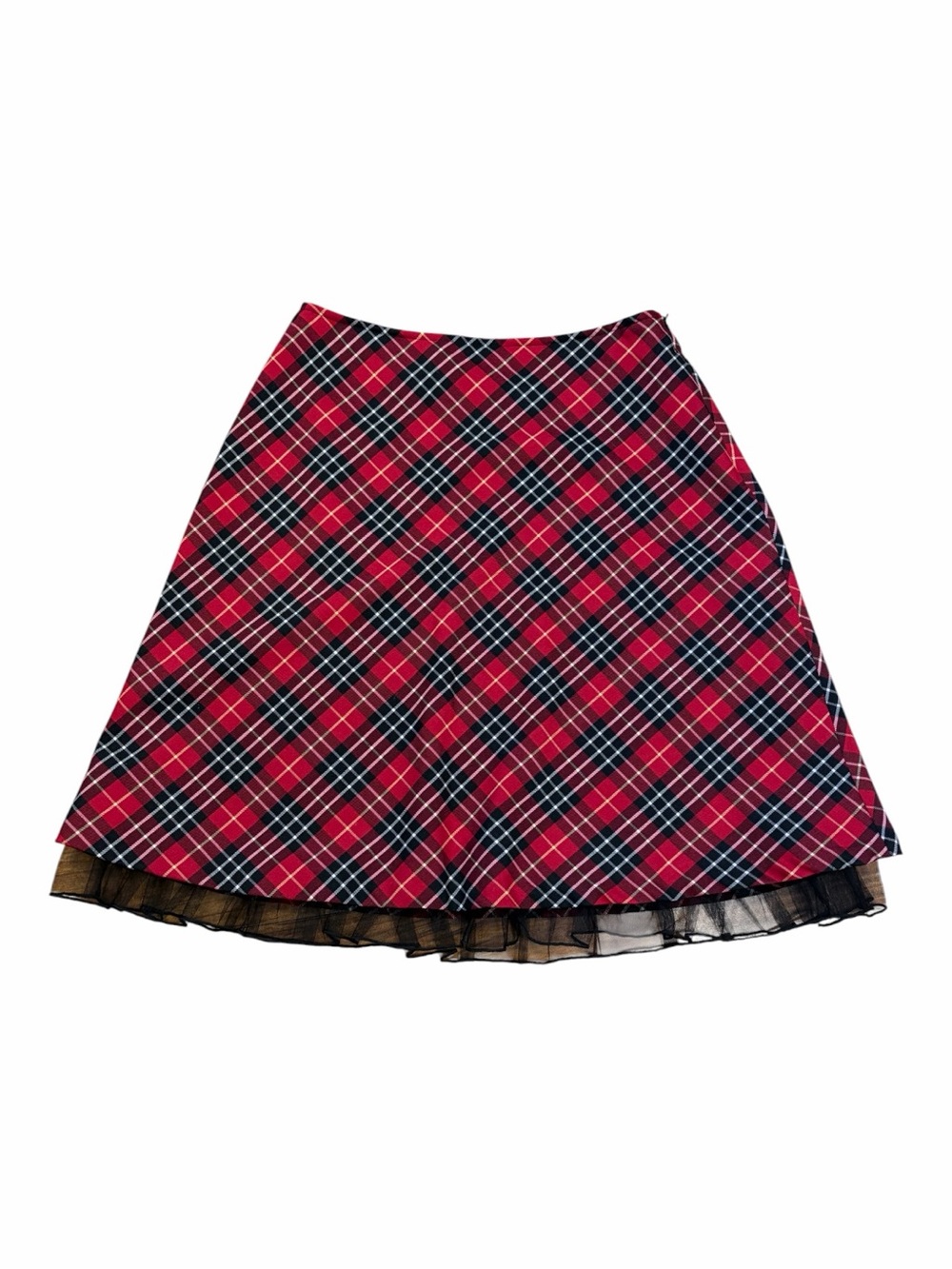 Red Tartan Plaid Skirt Dark Academia Tulle Bottom